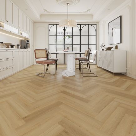 Madison Natural Rigid Core SPC Vinyl Wood Herringbone Flooring 126x630mm