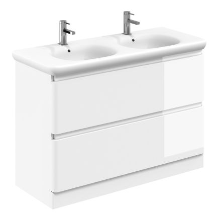 Neon Gloss White Floor Standing Vanity Unit with Lynx Resin Basin 1200mm