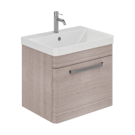 Esk Stone Grey Wall Hung Vanity Unit and Basin with Brushed Nickel Handles 500mm