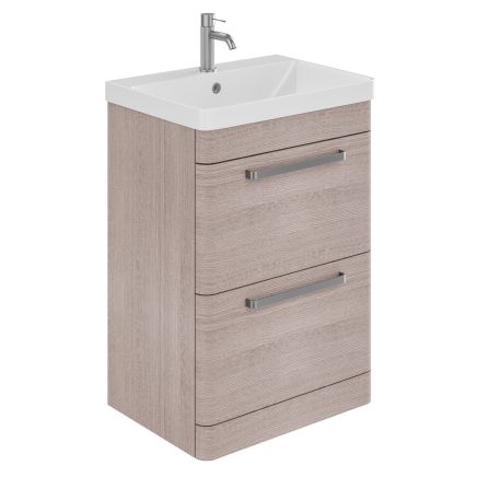 Esk Stone Grey Floor Standing Vanity Unit and Basin with Brushed Nickel Handles 500mm