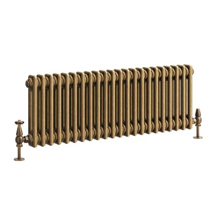 Clement Antique Brass Double Horizontal Column Radiator - 300x1010mm