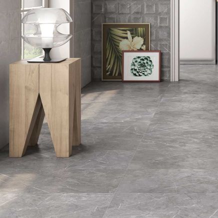Discontinued clearance Thasos Grafite Gloss Ceramic Tile 300x900mm living room roomset.