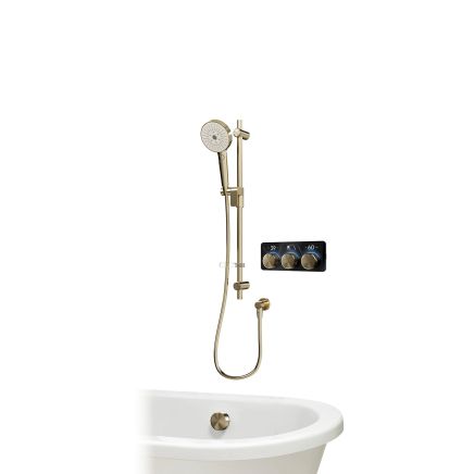 Aqualisa S3 Brushed Gold Smart Digital Shower Dual Outlet (Slide Rail Kit with Bath Filler) HP/Combi