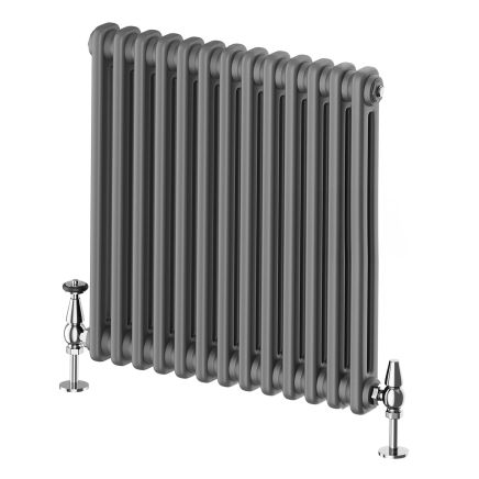Upton Grey Double Horizontal Column Radiator - 600x605mm