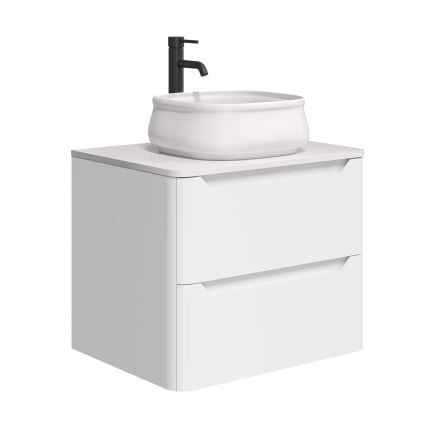Ellis Wall Hung 500mm Vanity Unit in Matt White with White Worktop
