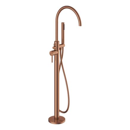 Moray Satin Bronze Floor Standing Bath Tap With Hand Held Shower