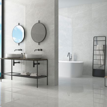 Enigma Silver Polished Porcelain Tile - 900x900mm
