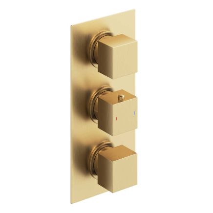 Zena Brushed Gold Triple Outlet Square Concealed Valve