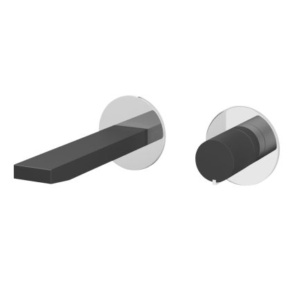 Pancho Matt Black and Chrome Wall Mounted Basin Tap