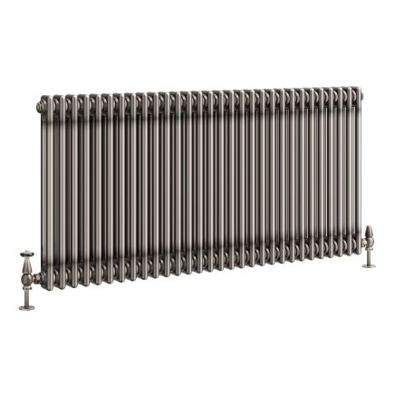 Clement Raw Metal Double Horizontal Column Radiator - 600x1370mm