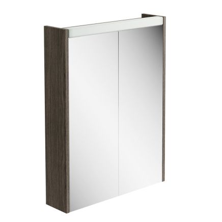 Bolero LED Mirrored Wall Cabinet Double Door Grey Linear - 550mm