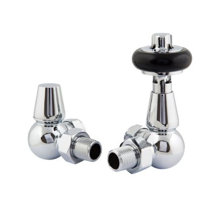 Wooden Head Corner Pair of Radiator Valves