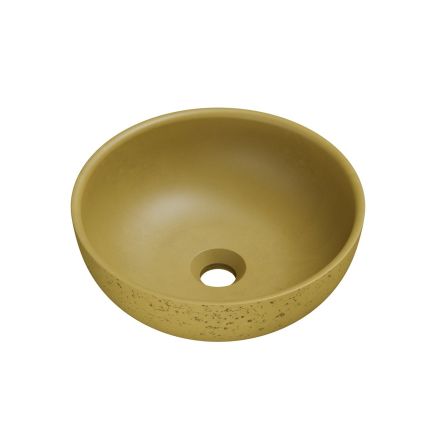 Brava Mustard Travertine Texture Concrete Round Countertop Basin