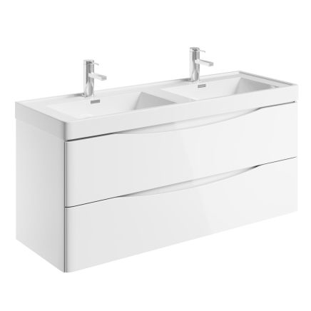 Erin Gloss White Wall Hung Vanity Unit with Ceramic Basin 1200mm