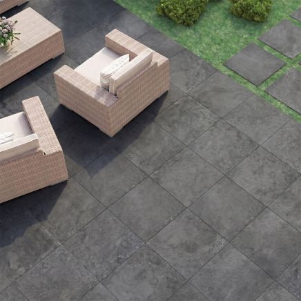 Hamburg Graphite Outdoor Porcelain Tile roomset