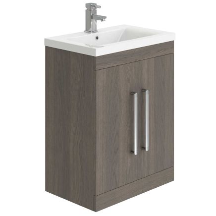Nante Dark Elm Floor Standing Vanity Unit with Ceramic Basin 515mm