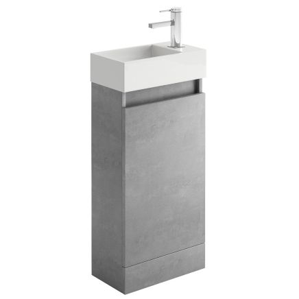 Compact Concrete Floor Standing Cloakroom Vanity Unit 390mm
