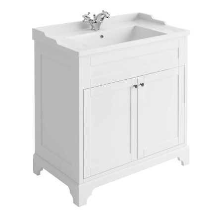 800mm floorstanding traditional matt white vanity unit