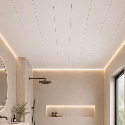 Atlantis Matt White Waterproof PVC Wall & Ceiling Panel 2700x250mm (Pack of 4)