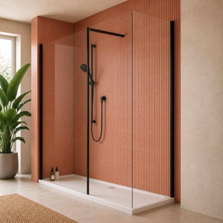 Rivar Black Walk In Shower Enclosure End Panel 680mm
