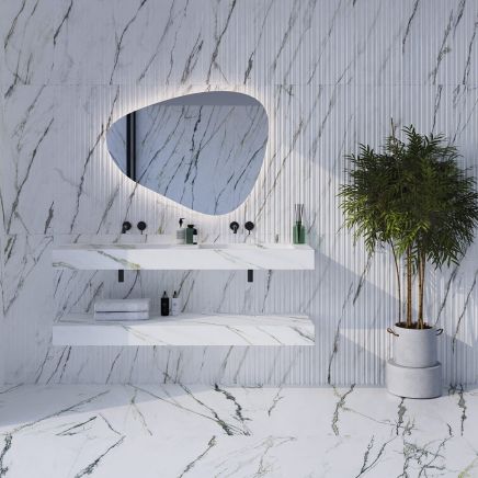 Mito Green Matt Marble Decor Ceramic Tile Roomset