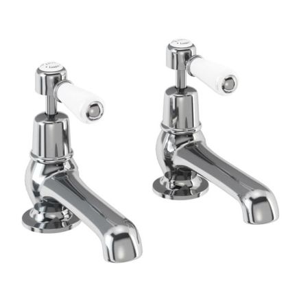 Burlington Kensington Chrome Pair of Traditional 5" Basin Pillar Taps