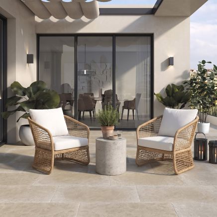 Toro Sand Stone Effect Matt Porcelain Outdoor Tile 605x905mm roomset
