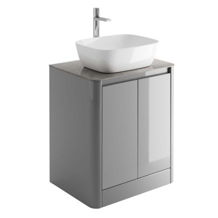 Callerton Light Grey Floor Standing Vanity Unit with Grey Marble Worktop 650mm