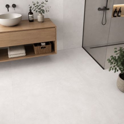 Zenia Perla White Concrete Porcelain Tile 900x900mm