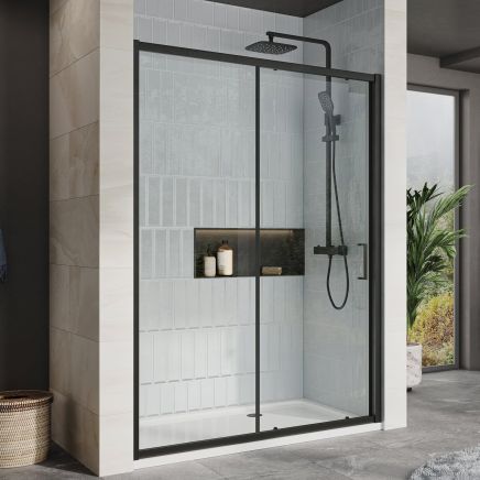 Fabio Black Sliding Shower Door 1700mm