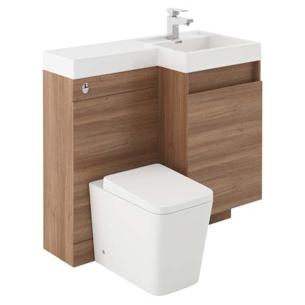 Summers Natural Oak Right Hand Combination Vanity Basin and WC Unit 900mm