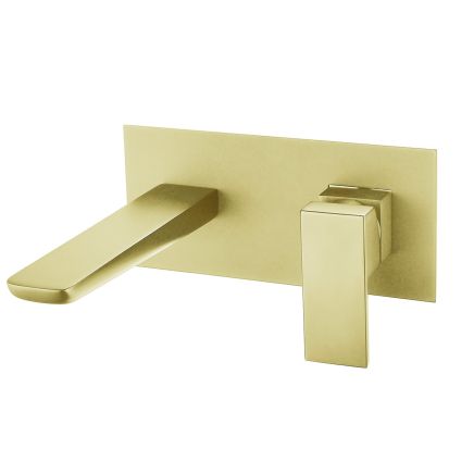 Zena Brushed Gold Wall Mounted Bath Mixer Tap