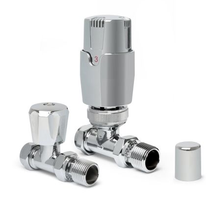 Thermostatic Chrome Straight Pair of Radiator Valves