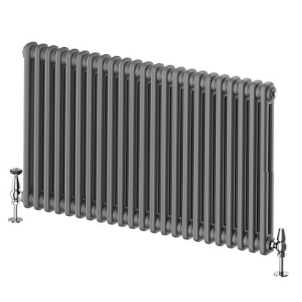 Upton Grey Double Horizontal Column Radiator - 600x1010mm