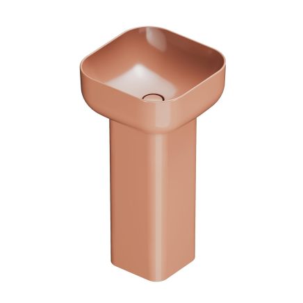 Verity Square Basin & Full Pedestal in Carmello Gloss