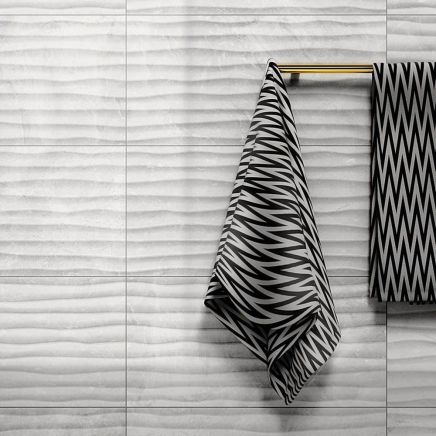 Clearance Tiles Virtue White Wave Feature Ceramic Tile 330x1000mm