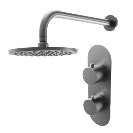 Elora Gunmetal Round Concealed Valve Shower Head & Arm Pack