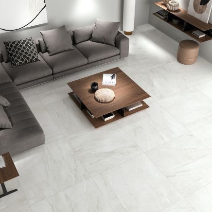 Preston White Satin Stone Porcelain Tile 1000x1000mm