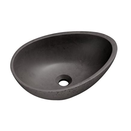 Brava Dark Grey Travertine Texture Concrete Egg Countertop Basin 500x360mm