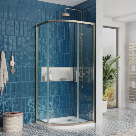 Fabio Brushed Nickel Sliding Quadrant Shower Door 900x900mm