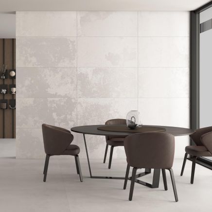 Brunel White Lappato Porcelain Concrete Tile - 1200x600mm