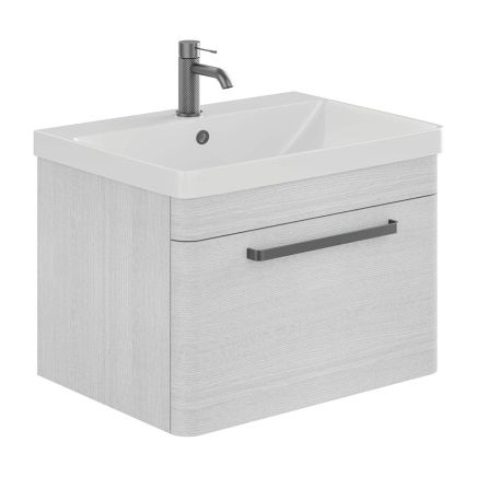 Esk White Wall Hung Vanity Unit and Basin with Gunmetal Handles 800mm
