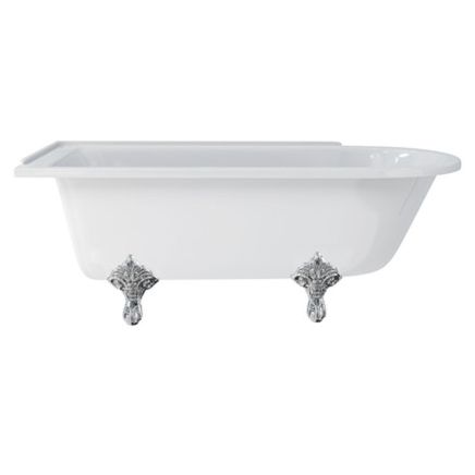 Burlington Hampton Left Handed Showering Bath with Chrome Traditional Standard Feet 1700mm