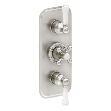Warwick Brushed Nickel Traditional Triple Concealed Thermostatic Shower Valve With Triple Outlet