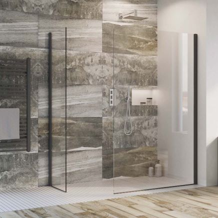 Oxford Black Walk-In Wetroom Shower Screen 1180mm