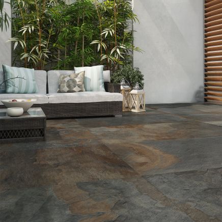 Cyprian Black Slate Effect Outdoor Porcelain Tile 600x1200mm