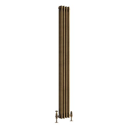 Clement Antique Brass Triple Vertical Column Radiator - 1800x200mm