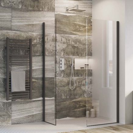 Oxford Black Walk-In Wetroom Shower Screen 480mm