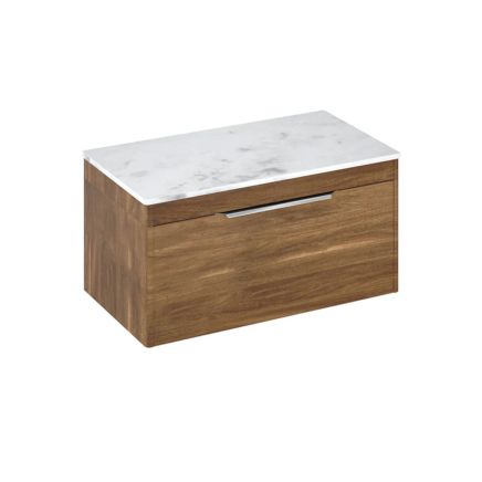 Britton Shoreditch Caramel Single Drawer Wall Hung Vanity Unit with Carrara White Worktop 850mm