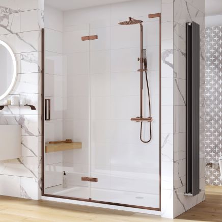 Lanka Brushed Bronze Hinged Shower Door 1200mm
